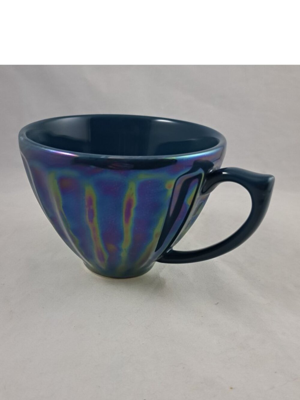 Anthropologie Home Luster Latte Dark Turquoise Iridescent Coffee Tea Cup